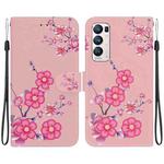 For OPPO Find X3 Neo / Reno5 Pro+ 5G Crystal Texture Colored Drawing Leather Phone Case(Cherry Blossoms)