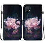 For OPPO A16K Crystal Texture Colored Drawing Leather Phone Case(Purple Peony)