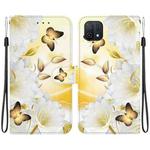 For OPPO A16K Crystal Texture Colored Drawing Leather Phone Case(Gold Butterfly Epiphyllum)