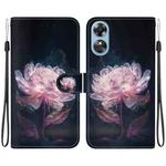 For OPPO A17 / A17K Crystal Texture Colored Drawing Leather Phone Case(Purple Peony)