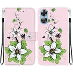 For OPPO A17 / A17K Crystal Texture Colored Drawing Leather Phone Case(Lily)