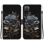 For OPPO A55 5G / A55s 5G Crystal Texture Colored Drawing Leather Phone Case(Black Rose)