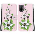 For OPPO A55 5G / A55s 5G Crystal Texture Colored Drawing Leather Phone Case(Lily)