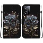 For OPPO A57 5G / A57s 4G Crystal Texture Colored Drawing Leather Phone Case(Black Rose)
