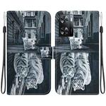 For OPPO A57 5G / A57s 4G Crystal Texture Colored Drawing Leather Phone Case(Cat Tiger Reflection)