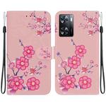 For OPPO A57 5G / A57s 4G Crystal Texture Colored Drawing Leather Phone Case(Cherry Blossoms)