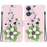 For OPPO A58 4G Crystal Texture Colored Drawing Leather Phone Case(Lily)