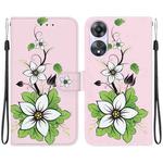 For OPPO A58 5G / A78 5G Crystal Texture Colored Drawing Leather Phone Case(Lily)