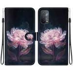 For OPPO A74 5G / A93 5G / A54 5G Crystal Texture Colored Drawing Leather Phone Case(Purple Peony)