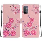 For OPPO A74 5G / A93 5G / A54 5G Crystal Texture Colored Drawing Leather Phone Case(Cherry Blossoms)