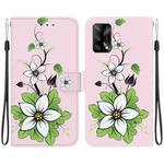 For OPPO A74 4G / F19 4G Crystal Texture Colored Drawing Leather Phone Case(Lily)