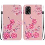 For OPPO A74 4G / F19 4G Crystal Texture Colored Drawing Leather Phone Case(Cherry Blossoms)