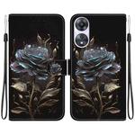 For OPPO A78 4G Crystal Texture Colored Drawing Leather Phone Case(Black Rose)