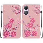 For OPPO A78 4G Crystal Texture Colored Drawing Leather Phone Case(Cherry Blossoms)