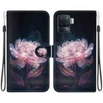 For OPPO A94 4G / F19 Pro Crystal Texture Colored Drawing Leather Phone Case(Purple Peony)