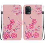For OPPO A94 4G / F19 Pro Crystal Texture Colored Drawing Leather Phone Case(Cherry Blossoms)