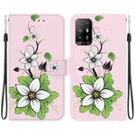 For OPPO A94 5G / F19 Pro+ Crystal Texture Colored Drawing Leather Phone Case(Lily)