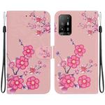 For OPPO A94 5G / F19 Pro+ Crystal Texture Colored Drawing Leather Phone Case(Cherry Blossoms)