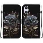 For OPPO A96 5G / Reno7 Z 5G Crystal Texture Colored Drawing Leather Phone Case(Black Rose)