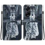 For OPPO A98 5G / F23 5G Indian Crystal Texture Colored Drawing Leather Phone Case(Cat Tiger Reflection)