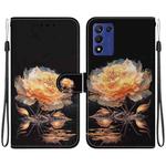 For OPPO K9s 5G Crystal Texture Colored Drawing Leather Phone Case(Gold Peony)