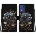 For OPPO K9s 5G Crystal Texture Colored Drawing Leather Phone Case(Black Rose)
