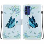 For OPPO K9s 5G Crystal Texture Colored Drawing Leather Phone Case(Blue Pansies)