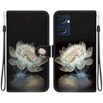 For OPPO Reno7 5G Global Crystal Texture Colored Drawing Leather Phone Case(Crystal Peony)