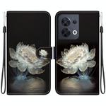 For OPPO Reno8 5G Crystal Texture Colored Drawing Leather Phone Case(Crystal Peony)