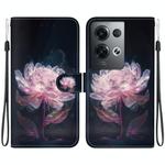 For OPPO Reno8 Pro 5G Crystal Texture Colored Drawing Leather Phone Case(Purple Peony)