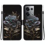 For OPPO Reno8 Pro 5G Crystal Texture Colored Drawing Leather Phone Case(Black Rose)