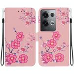 For OPPO Reno8 Pro 5G Crystal Texture Colored Drawing Leather Phone Case(Cherry Blossoms)