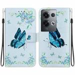 For OPPO Reno8 Pro 5G Crystal Texture Colored Drawing Leather Phone Case(Blue Pansies)