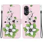 For OPPO Reno8 T 4G Crystal Texture Colored Drawing Leather Phone Case(Lily)