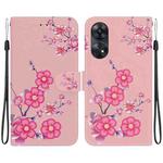 For OPPO Reno8 T 4G Crystal Texture Colored Drawing Leather Phone Case(Cherry Blossoms)