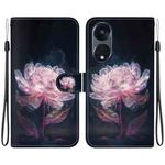 For OPPO Reno8 T 5G / A1 Pro 5G Crystal Texture Colored Drawing Leather Phone Case(Purple Peony)