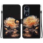 For OPPO Reno8 T 5G / A1 Pro 5G Crystal Texture Colored Drawing Leather Phone Case(Gold Peony)