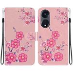 For OPPO Reno8 T 5G / A1 Pro 5G Crystal Texture Colored Drawing Leather Phone Case(Cherry Blossoms)