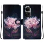 For OPPO Reno10 5G Crystal Texture Colored Drawing Leather Phone Case(Purple Peony)