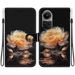 For OPPO Reno10 5G Crystal Texture Colored Drawing Leather Phone Case(Gold Peony)