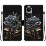 For OPPO Reno10 5G Crystal Texture Colored Drawing Leather Phone Case(Black Rose)