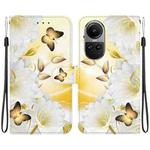 For OPPO Reno10 5G Crystal Texture Colored Drawing Leather Phone Case(Gold Butterfly Epiphyllum)
