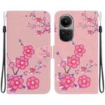 For OPPO Reno10 5G Crystal Texture Colored Drawing Leather Phone Case(Cherry Blossoms)