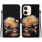For OPPO Reno9 Pro Crystal Texture Colored Drawing Leather Phone Case(Gold Peony)