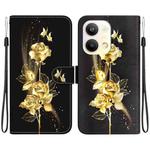 For OPPO Reno9 Pro Crystal Texture Colored Drawing Leather Phone Case(Gold Butterfly Rose)