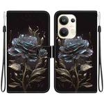 For OPPO Reno9 Pro+ Crystal Texture Colored Drawing Leather Phone Case(Black Rose)