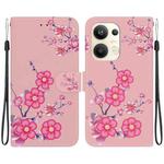 For OPPO Reno9 Pro+ Crystal Texture Colored Drawing Leather Phone Case(Cherry Blossoms)