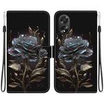 For OPPO A38 4G / A18 Crystal Texture Colored Drawing Leather Phone Case(Black Rose)