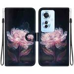 For OPPO Reno11 F Global Crystal Texture Colored Drawing Leather Phone Case(Purple Peony)