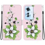 For OPPO F25 Pro 5G Global Crystal Texture Colored Drawing Leather Phone Case(Lily)